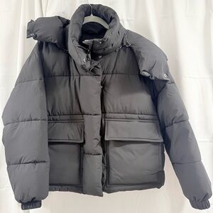 NVLT Black Puffer Jacket Women’s Size M Hooded Winter Coat